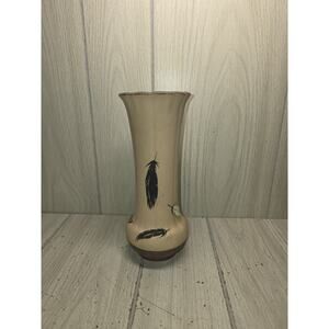 Vintage 1986 American Indian Stoneware Feather Vase Native Signed Southwestern